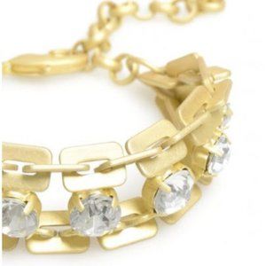 Industrial Link Gold Bracelet w/ Crystals | NEW